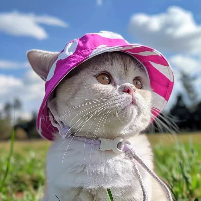 고양이 강아지 여름 귀여운 햇빛차단 펫 모자 서머 레몬옐로우 S 1.5~3.5kg