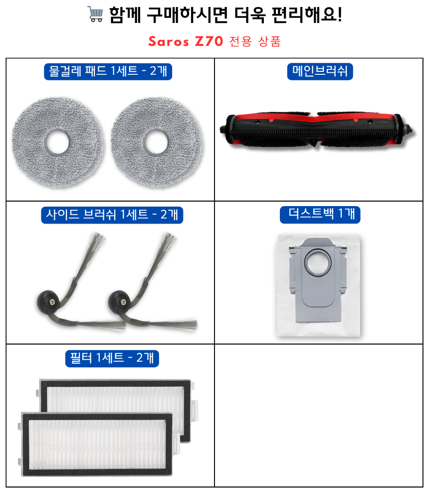 [호환] 로보락 Saros Z70 소모품 필터 2EA 이미지 3