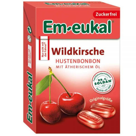 [해외]Em-eukal 엠이유칼 기침약 와일드 체리 박스 미니, 무설탕 및 무유당, 비타민 C 함유, 50g[B081HDJCSN]