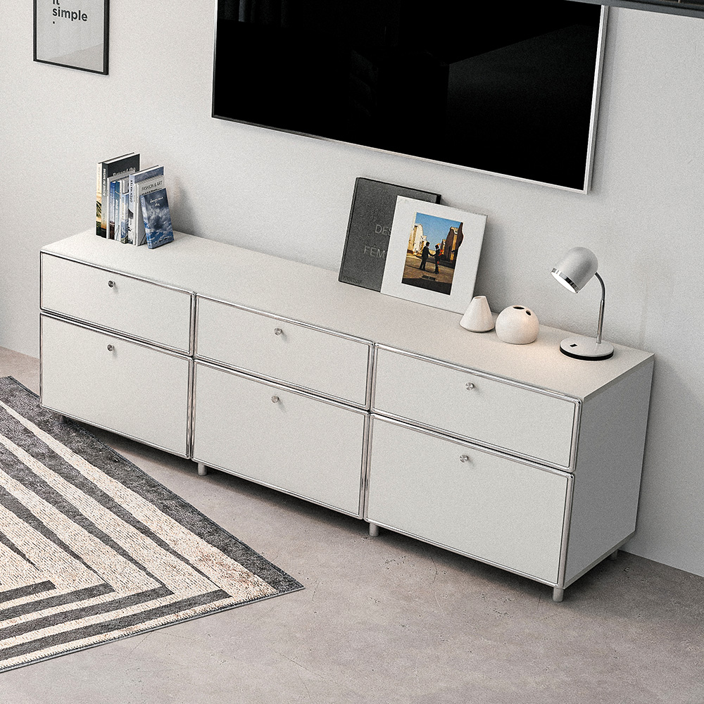 모던트 미드센츄리 1800 모듈 높은 거실장 TV다이 거실 서랍 수납