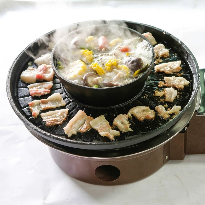 솥뚜껑 불판 된장찌개 구이판 샤브샤브 원앙냄비 겸용 - 상세 이미지 3