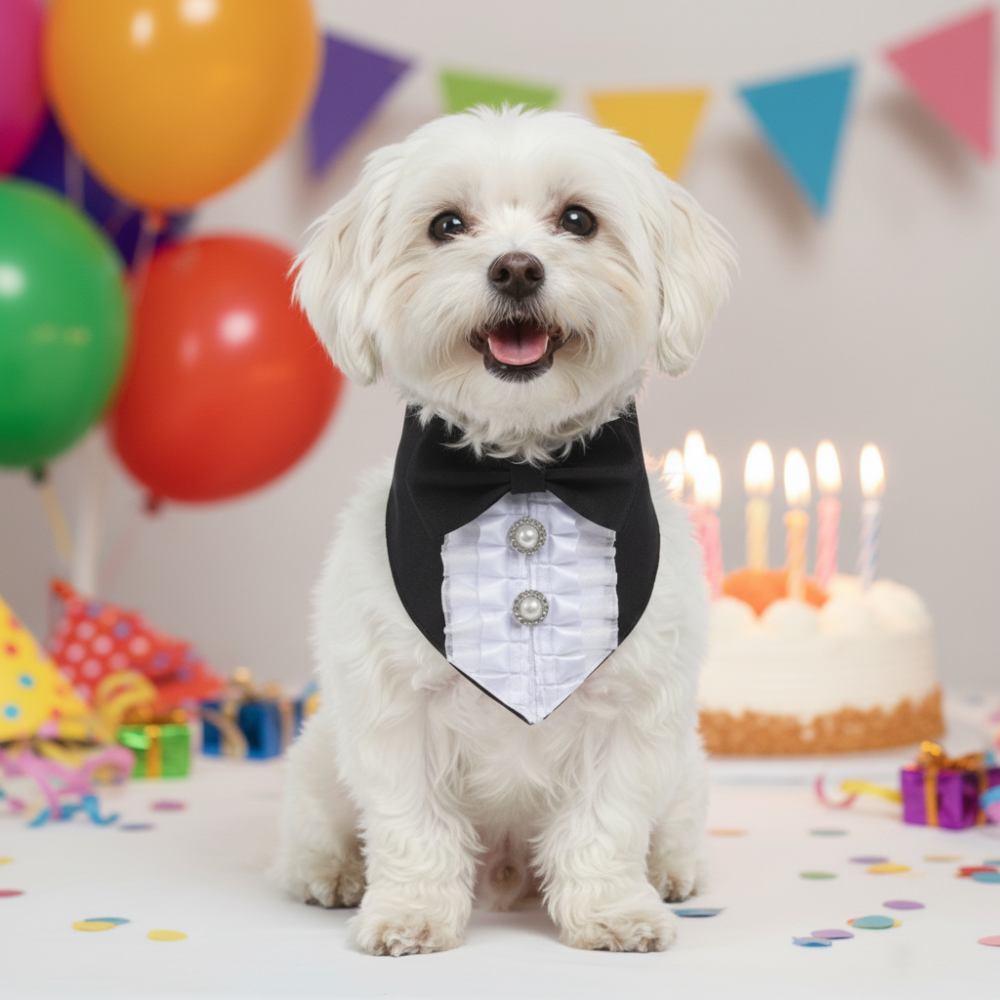 위드레오 강아지턱시도 케이프 강아지 화동 생일파티 로맨틱 보타이 XS - 상세 이미지 4