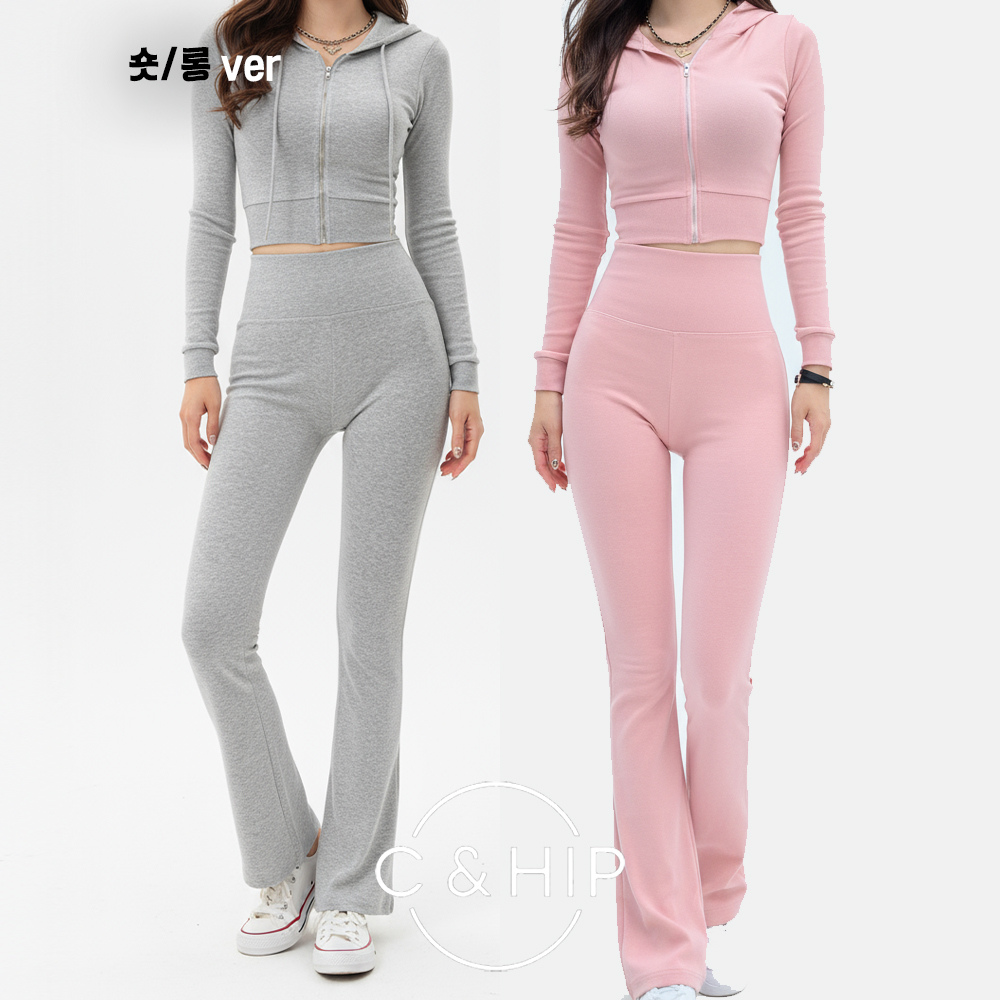 보정핏 후드집업 부츠컷팬츠 트레이닝 투피스 세트 4color 이미지