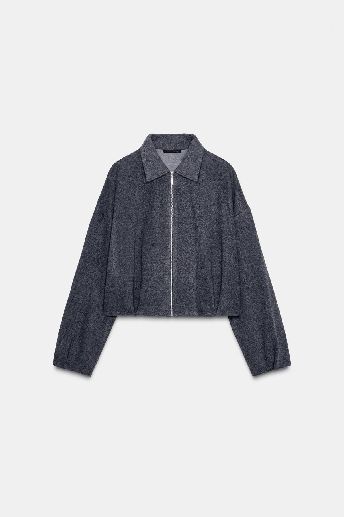 자라 테크니컬 소프트 트윌 크롭 재킷 0264/463 GREY MARL - 메인 이미지