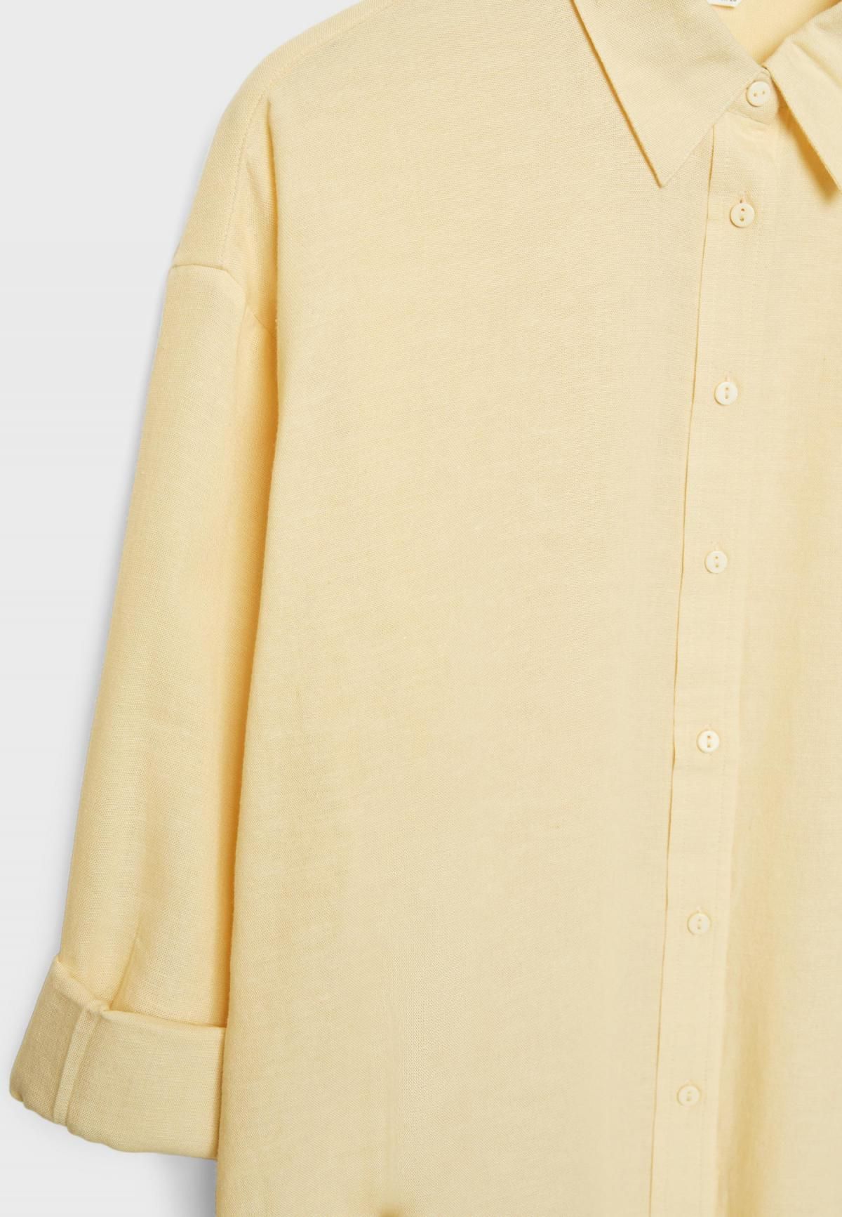 스트라디바리우스 린넨 블렌드 루즈핏 긴팔 셔츠 2027/022 PALE YELLOW - 상세 이미지 3