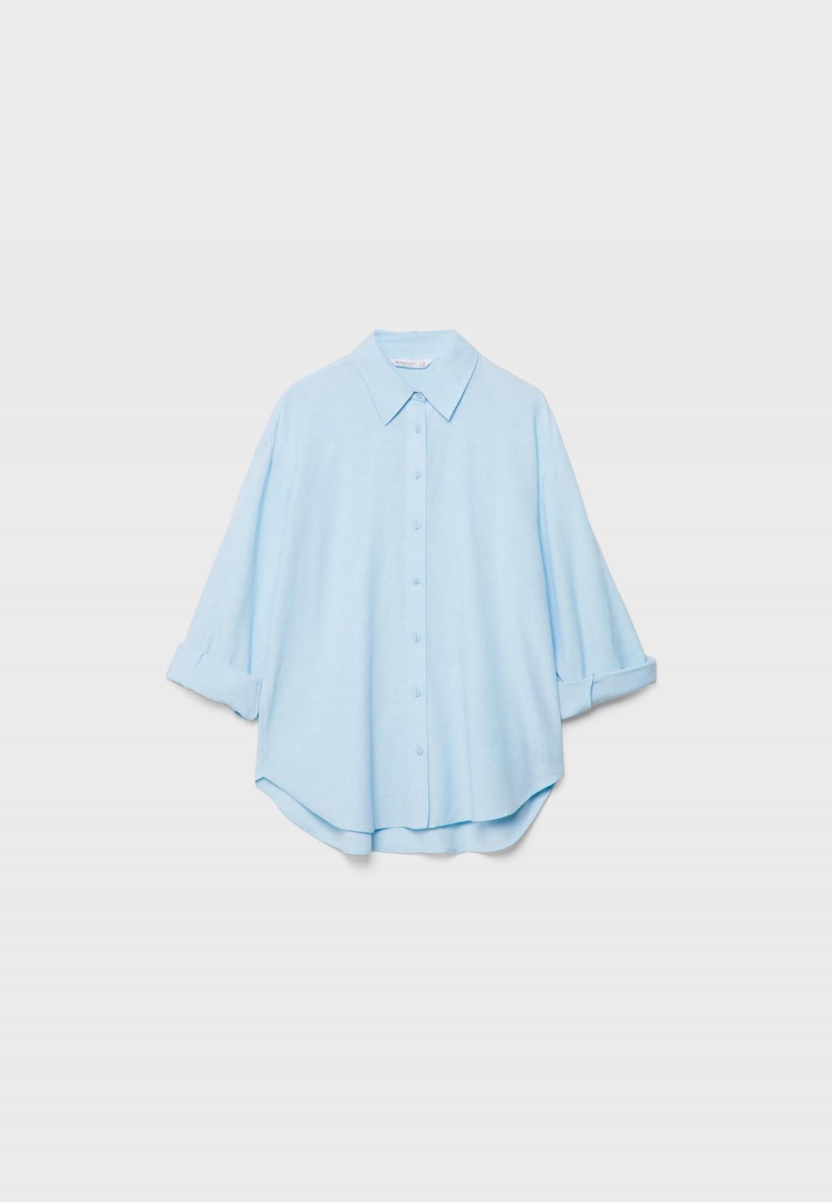 스트라디바리우스 린넨블렌드 루즈핏 긴팔 셔츠 2027/022 DENIM BLUE - 메인 이미지