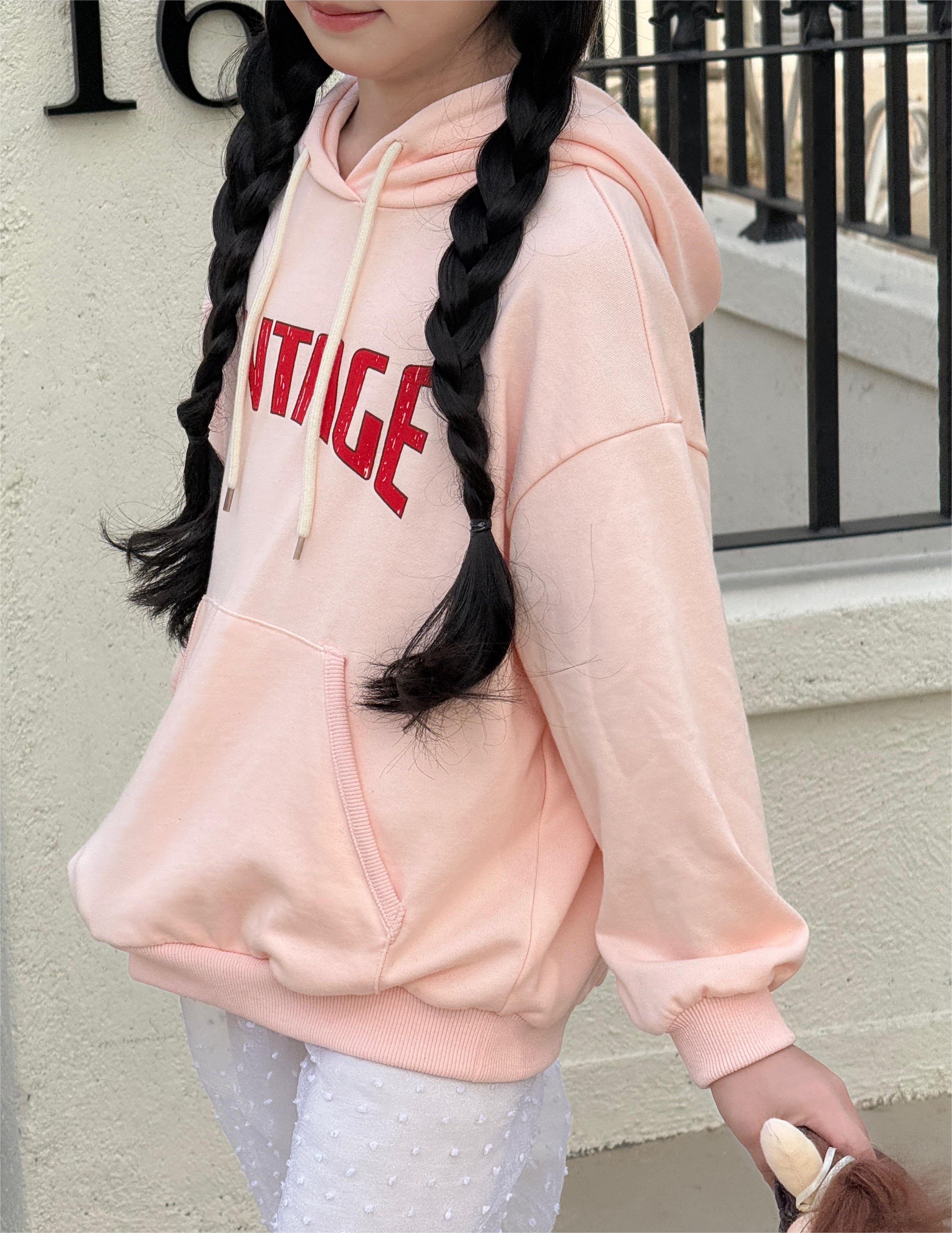 Irene's Closet VINTAGE 레터링 후디 맨투맨 유아 주니어 봄 간절기 - 상품 이미지