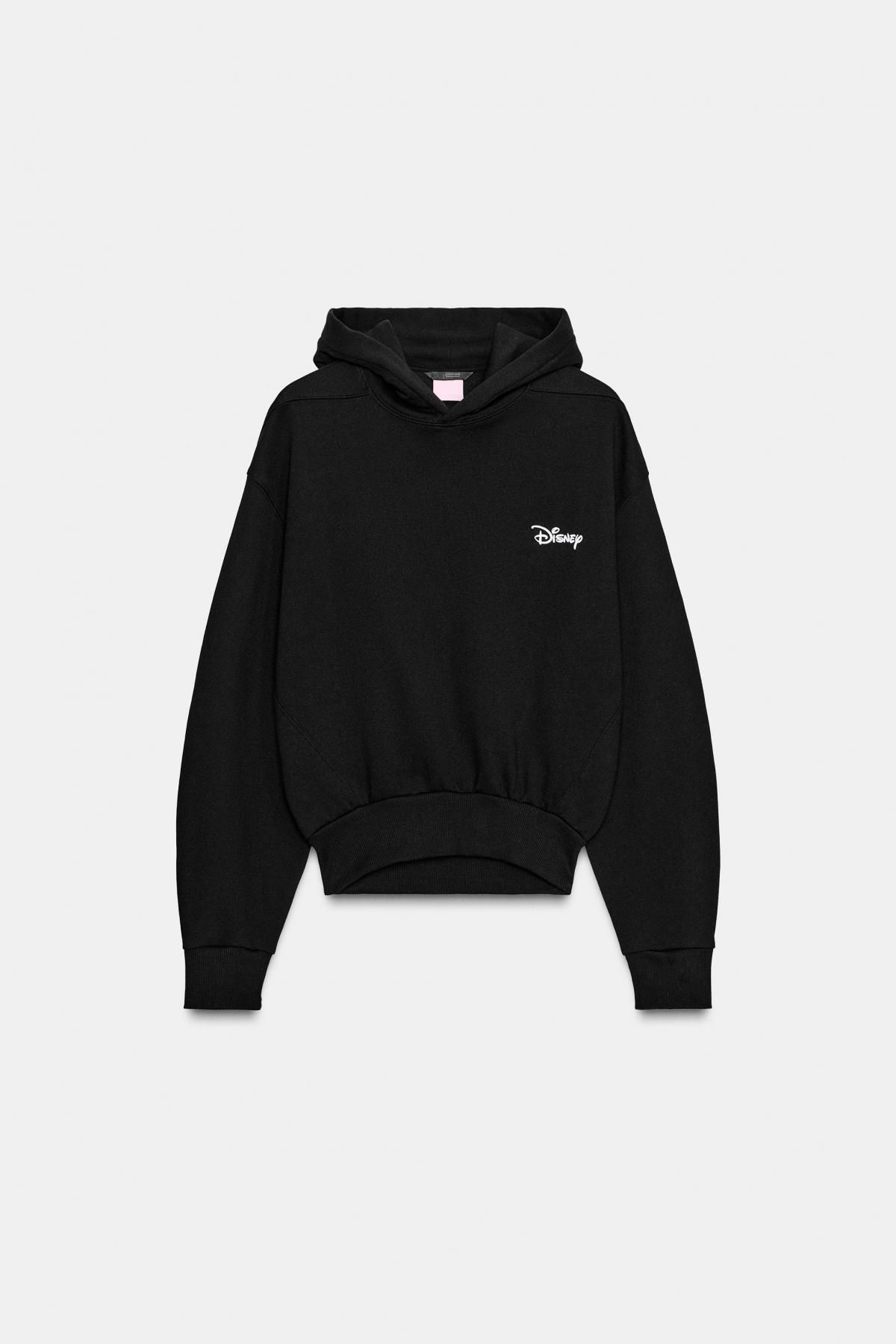 자라 텍스트 오버핏 블랙 후드 스웨트셔츠 0085/850 BLACK - 메인 이미지