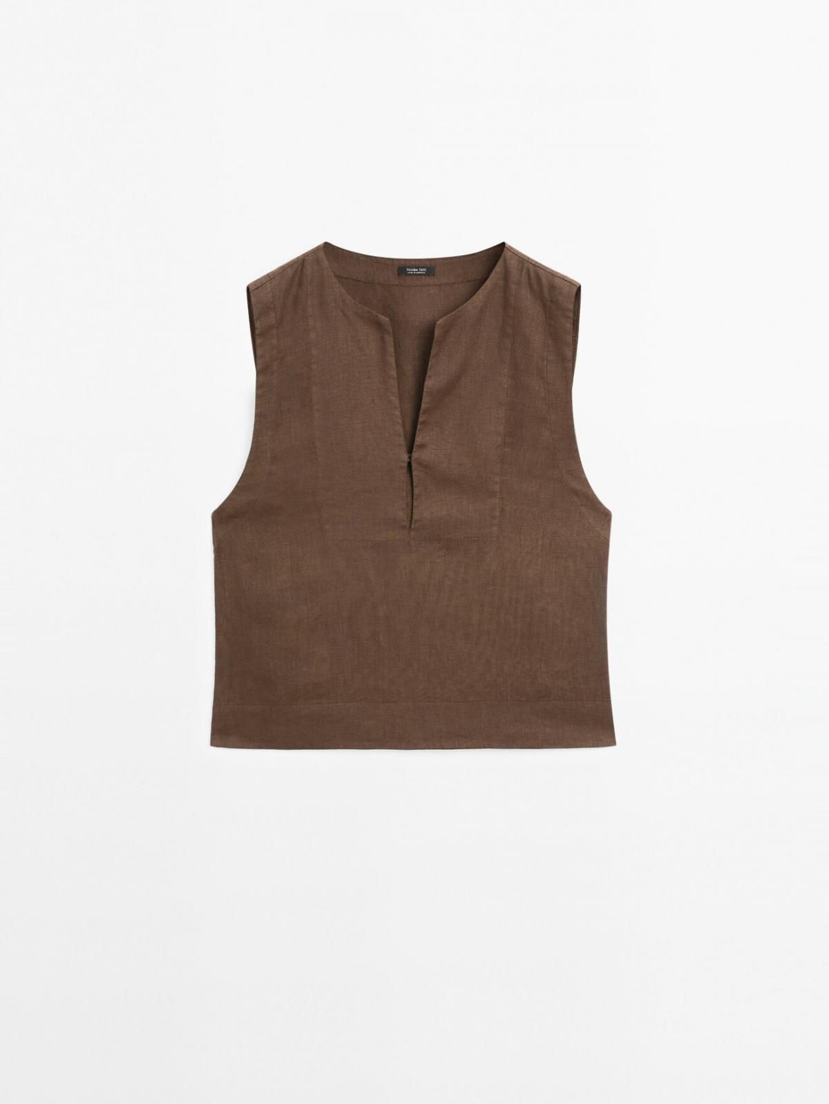 마시모두띠 린넨 민소매 블라우스 5139/739 BROWN - 상품 이미지