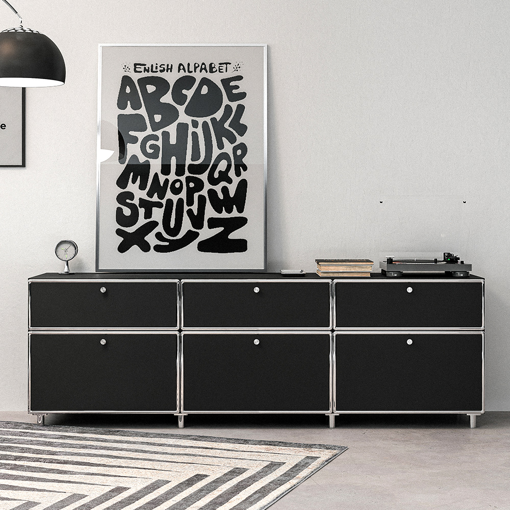 모던트 미드센츄리 1800 모듈 높은 거실장 TV다이 거실 서랍 수납