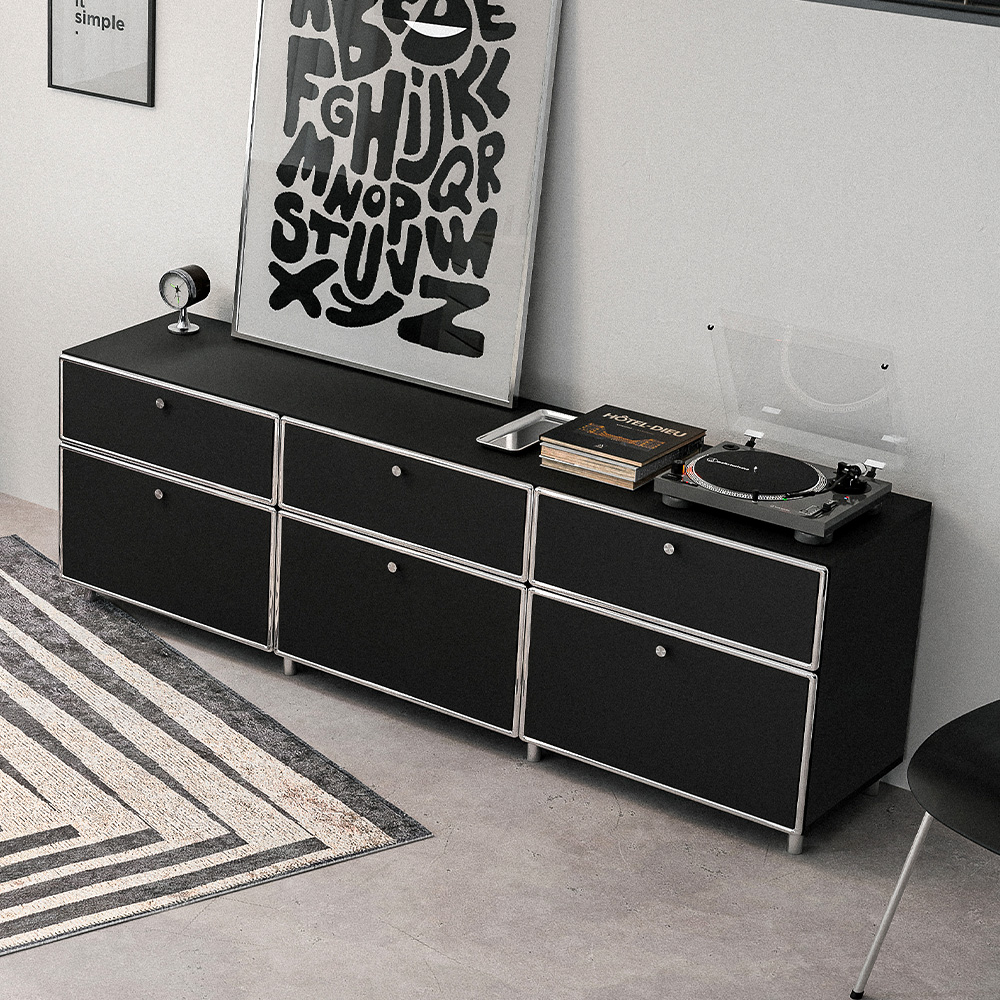 모던트 미드센츄리 1800 모듈 높은 거실장 TV다이 거실 서랍 수납