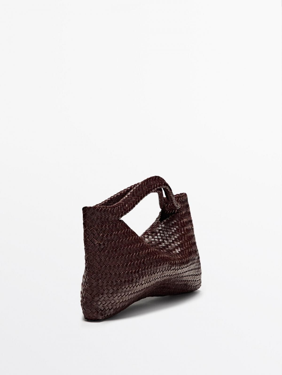 마시모두띠 브레이드 나파 레더 미디엄 토트백 6924/606 BROWN MARL - 상세 이미지 4