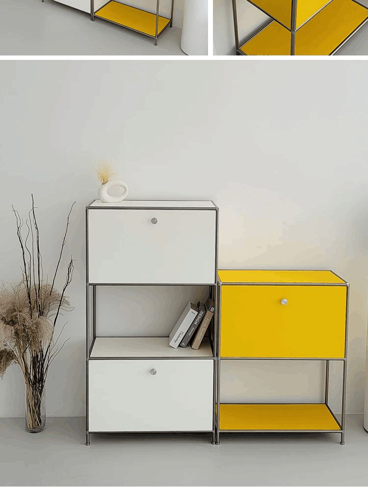 스테인리스 모듈선반 컬러수납장 미드센추리모던 인테리어가구 고밀도 30x45x52cm 3단 - 상세 이미지 5