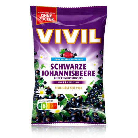 [해외]VIvIl 비빌 블랙커런트 23허브, 1포, 허브향 기침약, 무설탕 비건, 120g 1개입 [B0BNQF1W88]