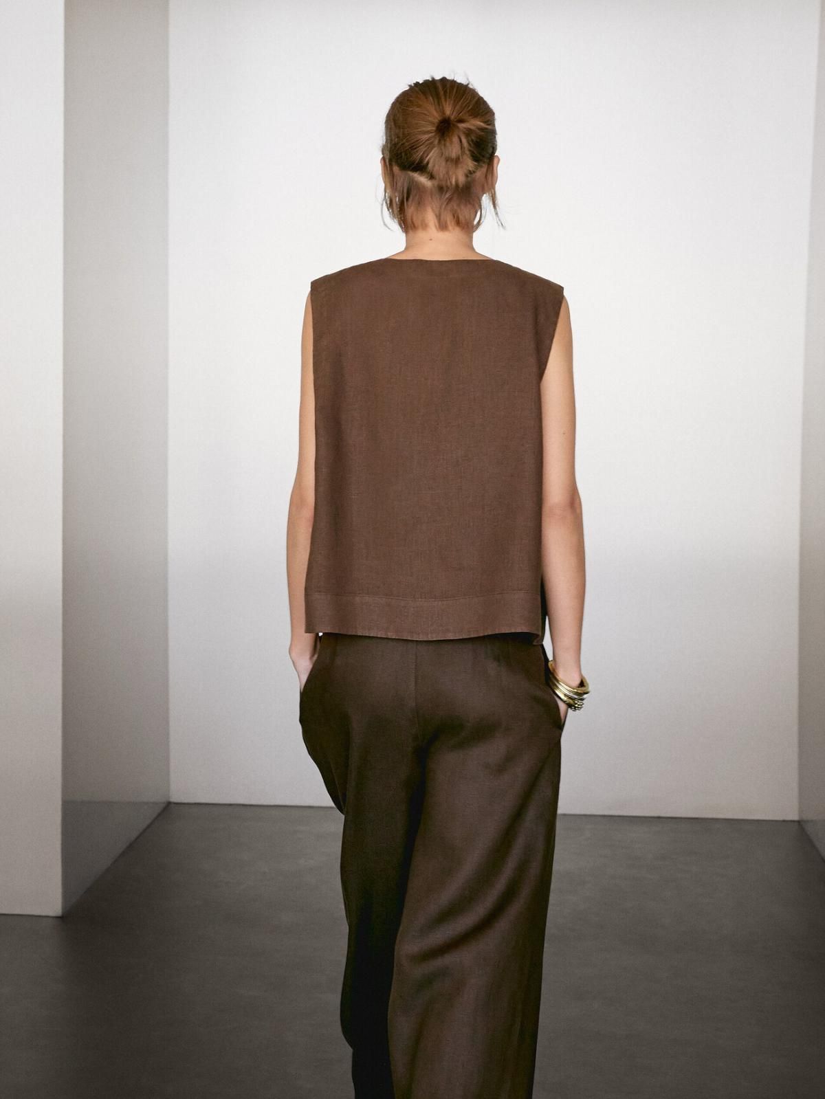 마시모두띠 린넨 민소매 블라우스 5139/739 BROWN - 상세 이미지 5