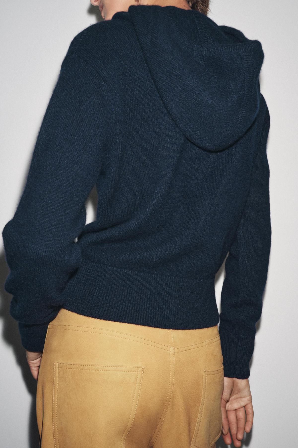 자라 프리미엄 울 집업 후드티 2893/135 NAVY BLUE - 상세 이미지 4