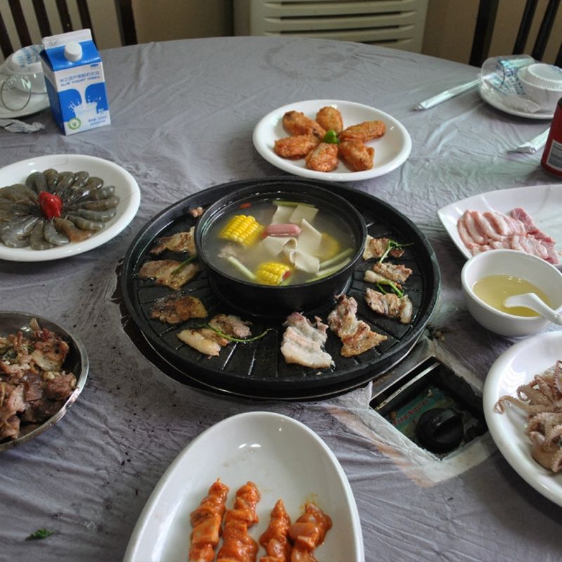 솥뚜껑 불판 된장찌개 구이판 샤브샤브 원앙냄비 겸용 - 상세 이미지 4