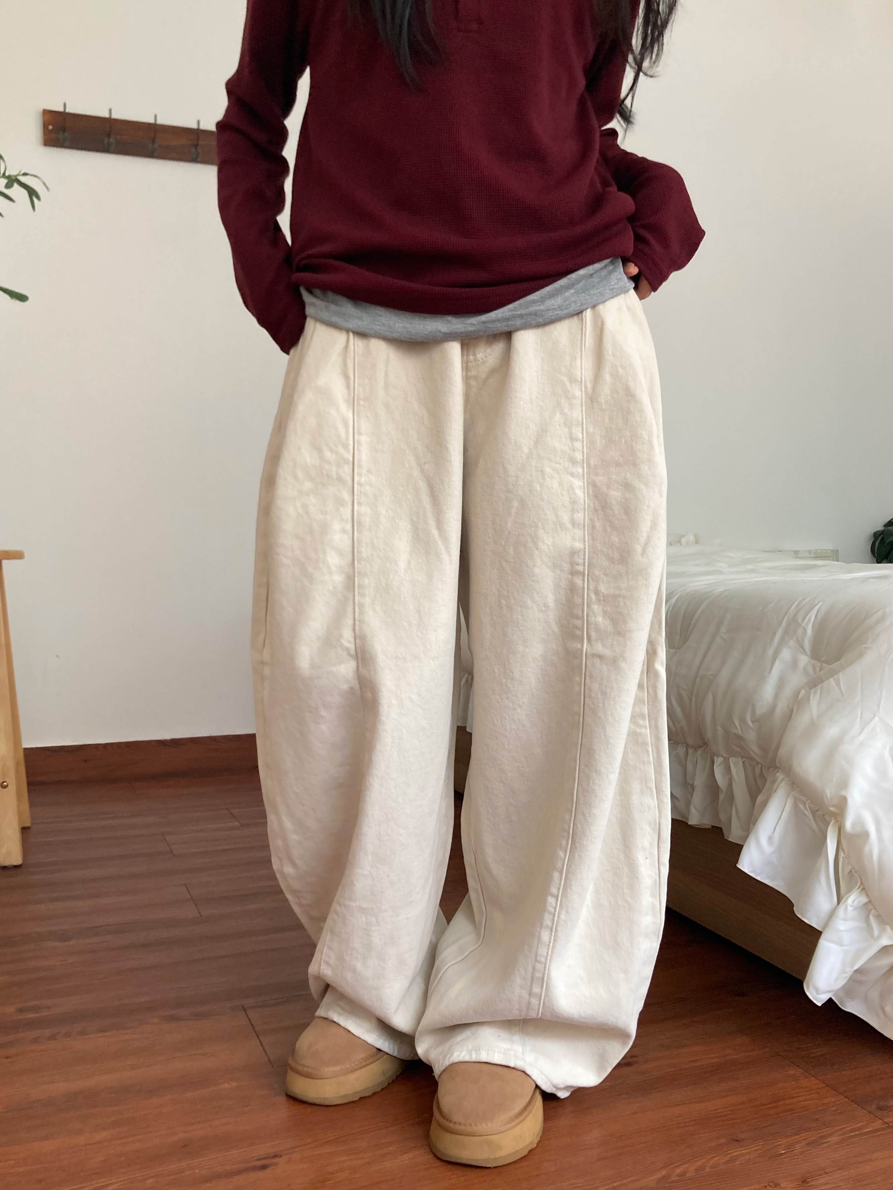 프렌 커브드 핀턱 팬츠 [4Color] - 상세 이미지 2