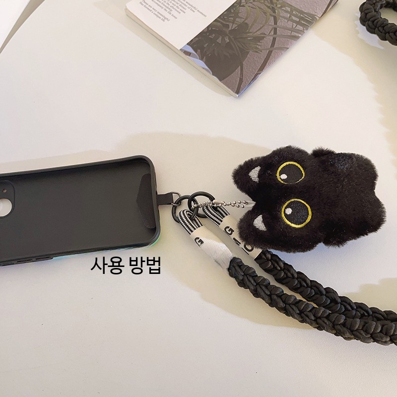 블랙캣 인형 키링 핸드폰스트랩 핸드폰고리 줄 핸드폰 휴대폰 악세사리 - 상세 이미지 5