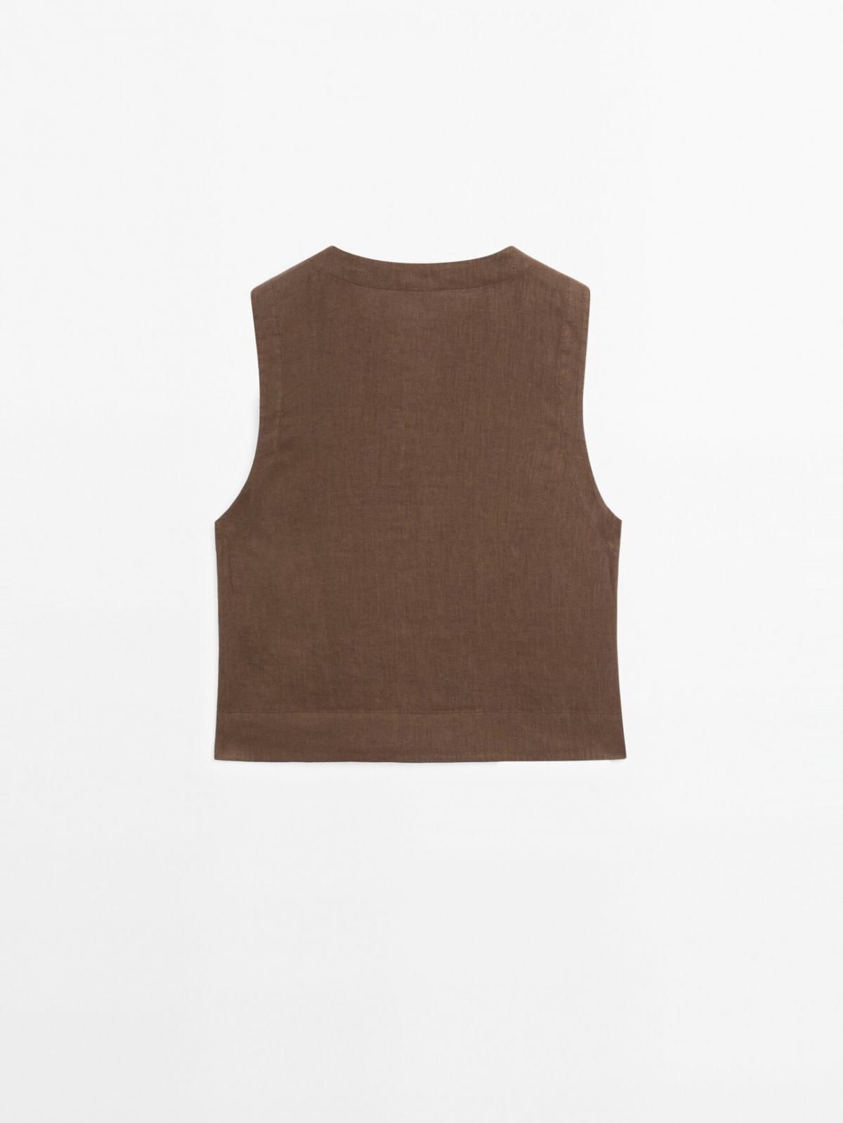 마시모두띠 린넨 민소매 블라우스 5139/739 BROWN 이미지 7