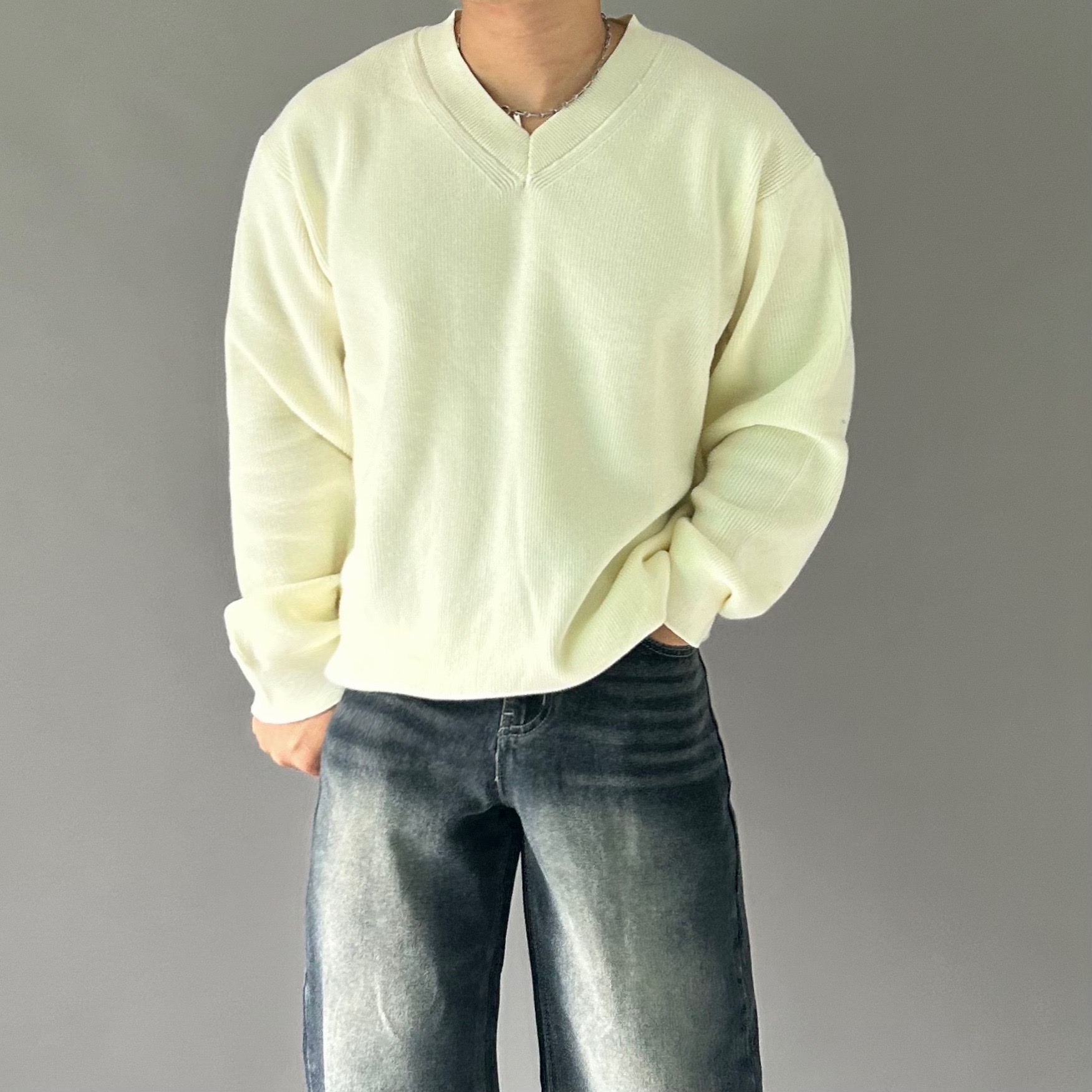 남자브이넥니트 남자하찌니트 이미지 6