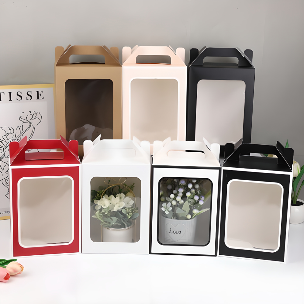 투명창 선물 상자 고급 포장 종이 구디백 답례품 크라프트 무지 손잡이 박스 소형