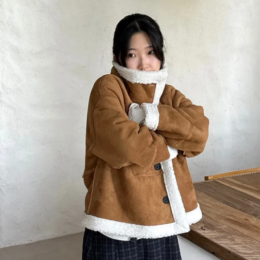 스웨이드자켓 뽀글이자켓 여성무스탕 스웨이드무스탕 - 상세 이미지 5