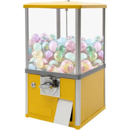 [Marke: YMAOMAO][해외]YMAOMAO 비즈니스 용 자동 기, 사탕 상업용 껌 가정용 4.5-5.5cm 직경의 캡슐 장난감 자물쇠가있는 게임 상점,노란색 [B0CX1GQ8KS]