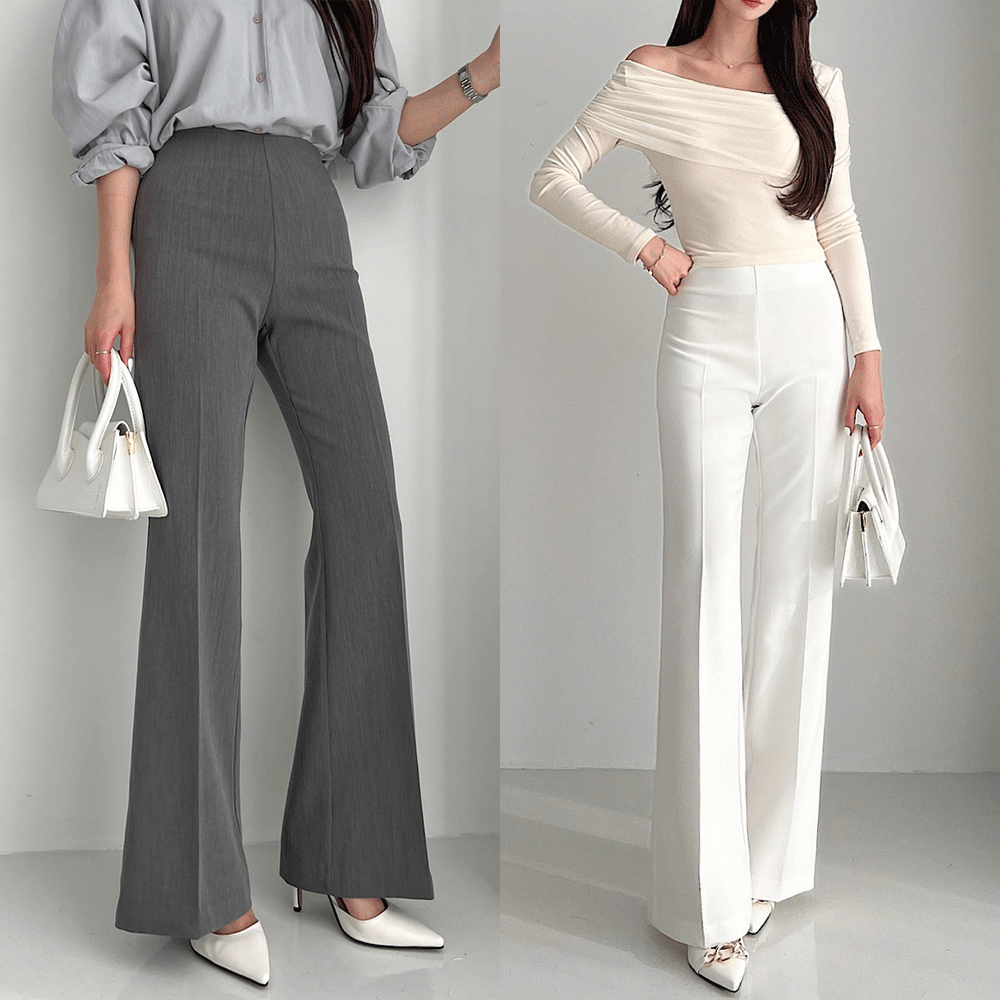 봄 겨울 여성 하이웨스트팬츠 기모 부츠컷슬랙스 정장바지 화이트슬랙스 그레이 아이보리 제품 이미지