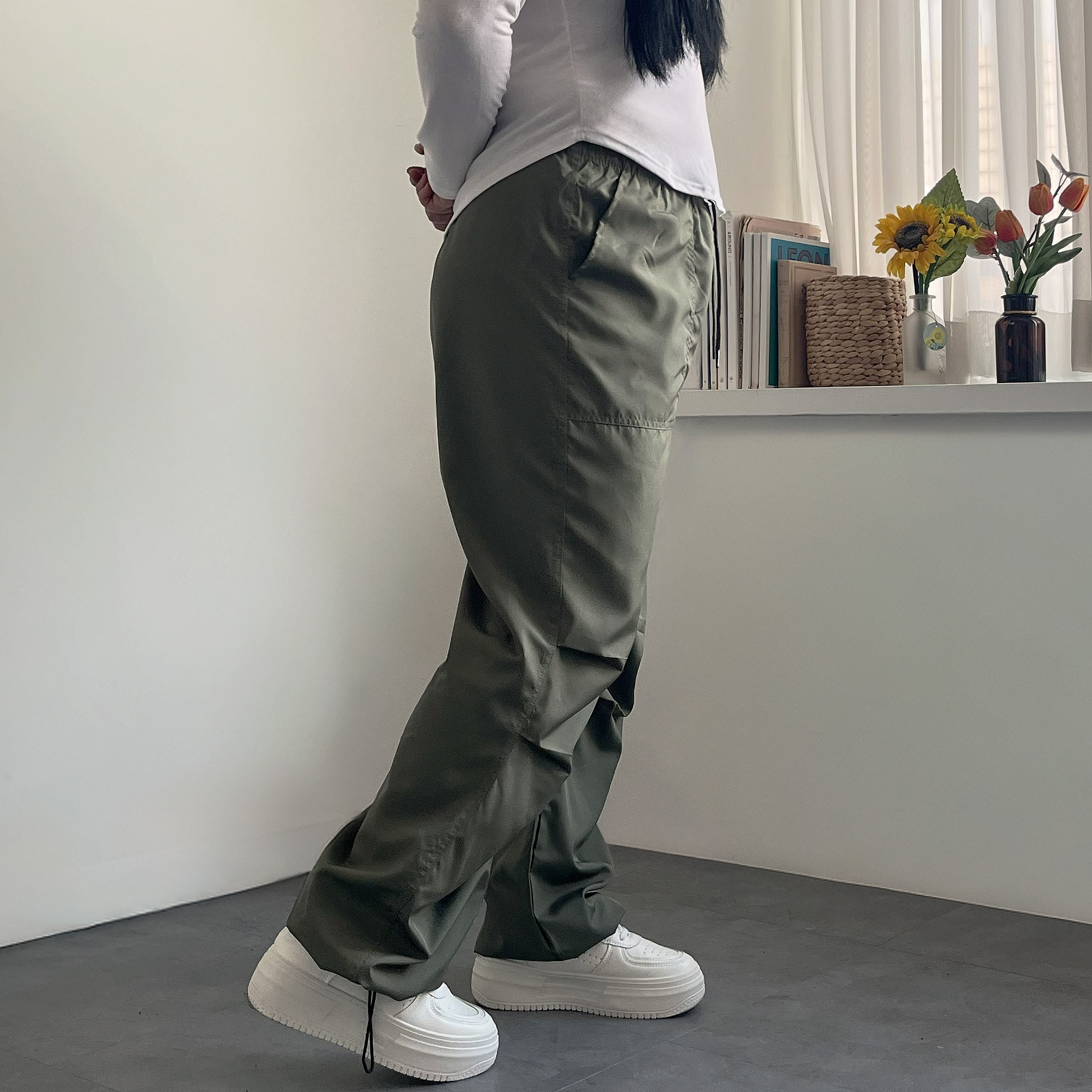 1+1 바스락바지 핀턱 와이드조거팬츠 - 상세 이미지 4