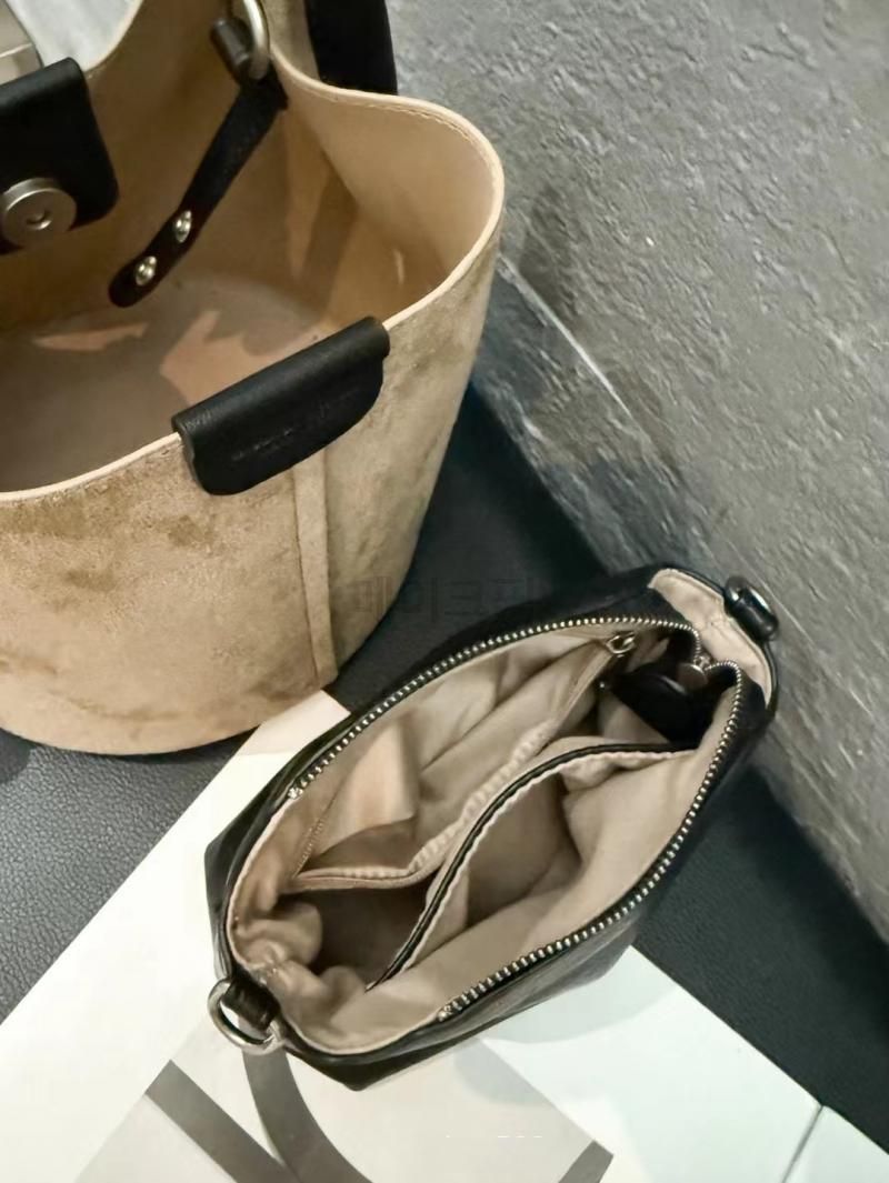 여성 스웨이드 가죽 버킷백 가을 겨울 데일리 토트백 편안한 메신저백 스타일리시한 외출용 가방 - 상세 이미지 2