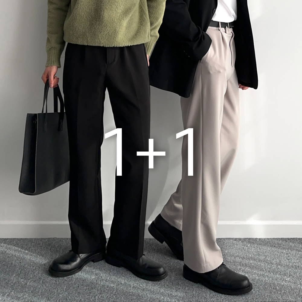 1+1 세미와이드슬랙스 테이퍼드핏 남자와이드슬랙스 - 상품 이미지