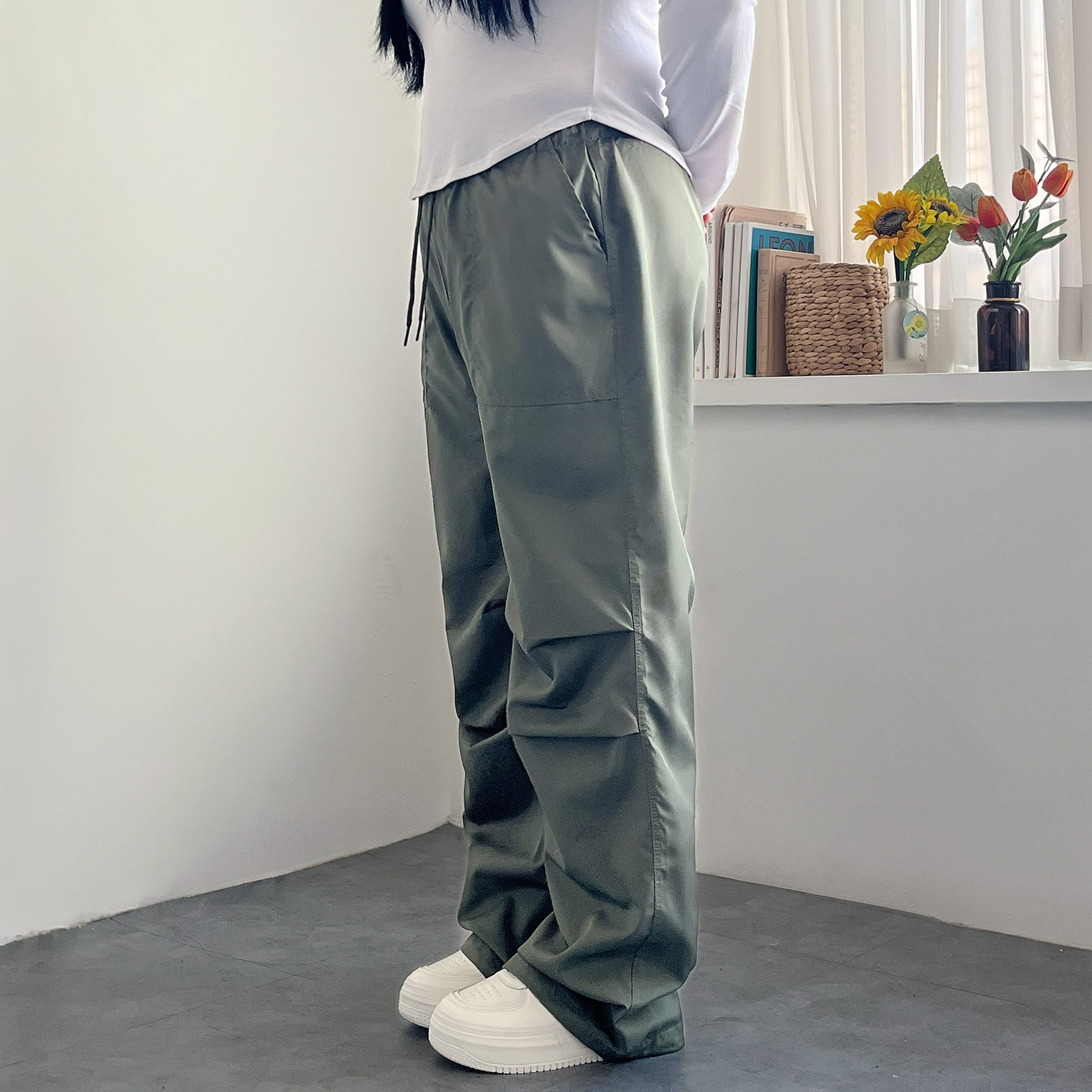 1+1 바스락바지 핀턱 와이드조거팬츠 - 상세 이미지 2