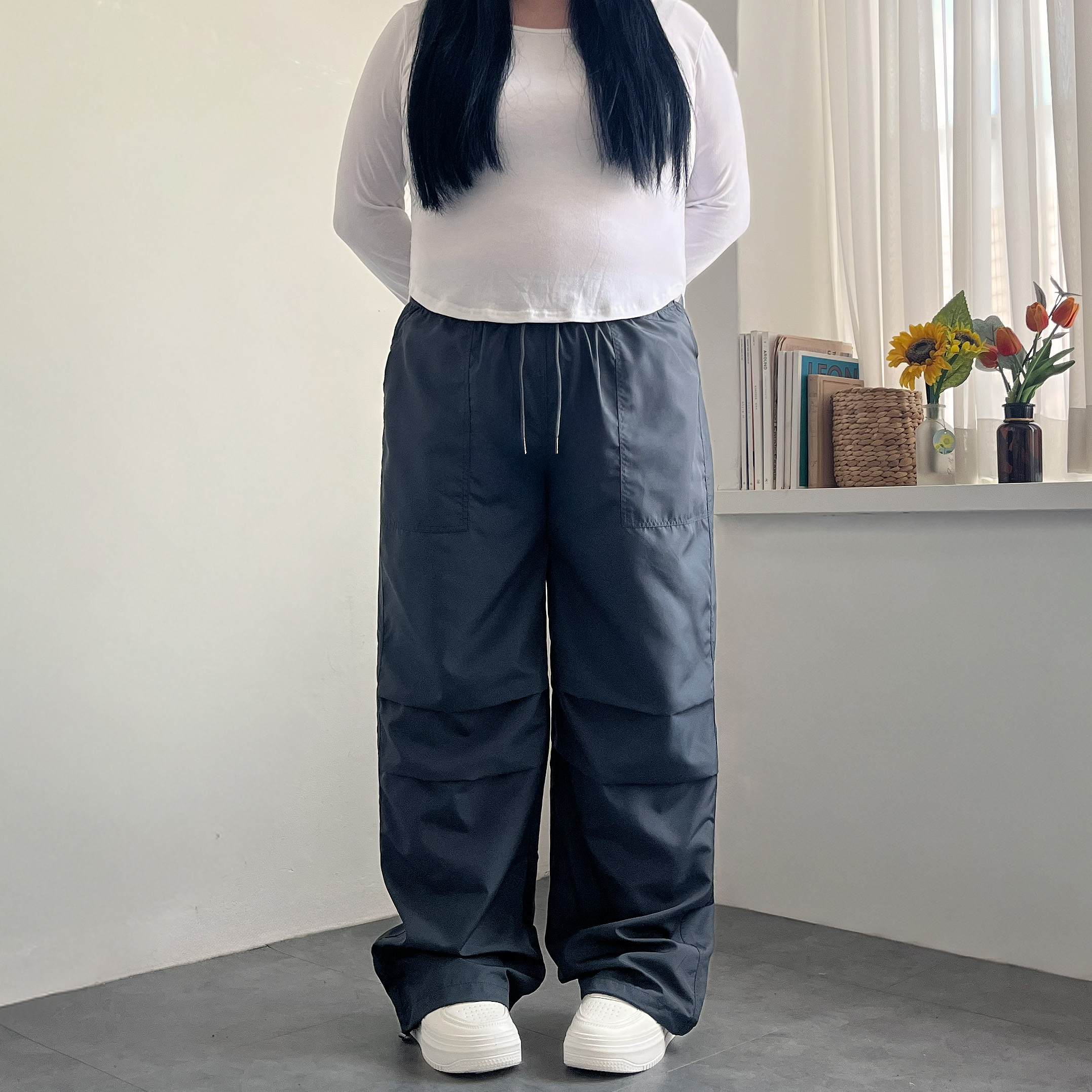 1+1 바스락바지 핀턱 와이드조거팬츠 - 상세 이미지 5