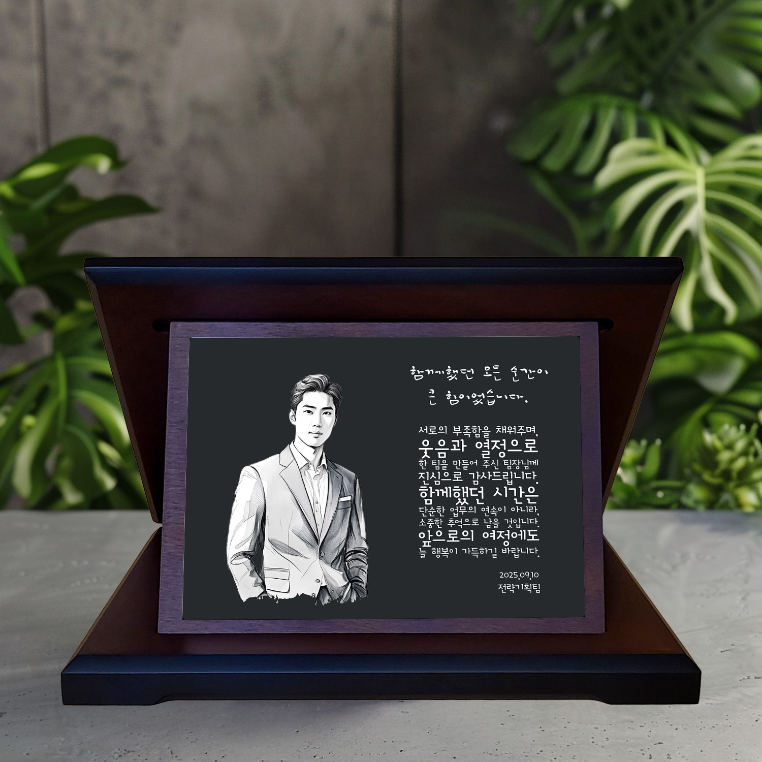 감사패 연필스케치 공로패 제작 퇴직 캐리커쳐 상패 부모님 환갑 칠순 기념패 감사 트로피 이미지 4