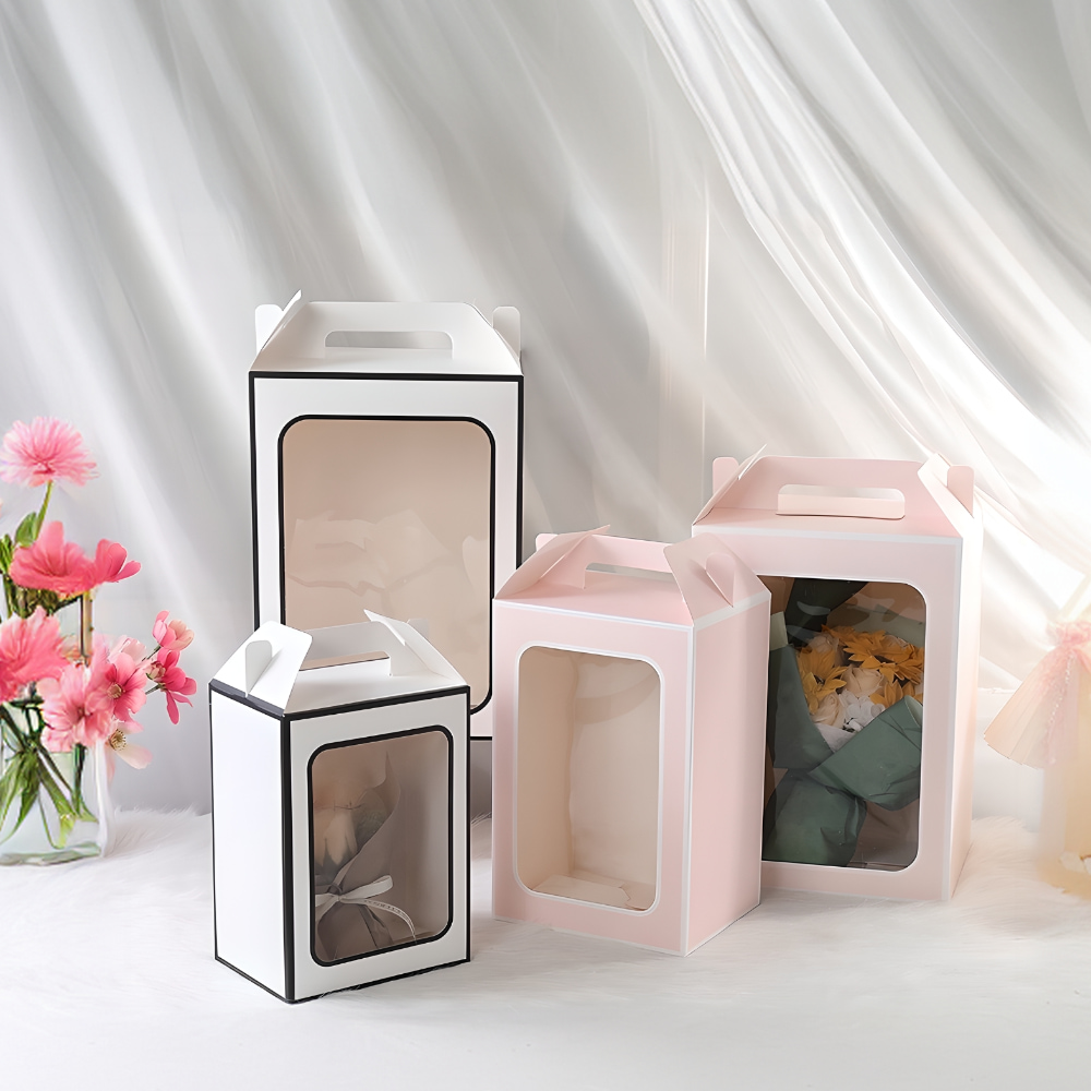 투명창 선물 상자 고급 포장 종이 구디백 답례품 크라프트 무지 손잡이 박스 소형