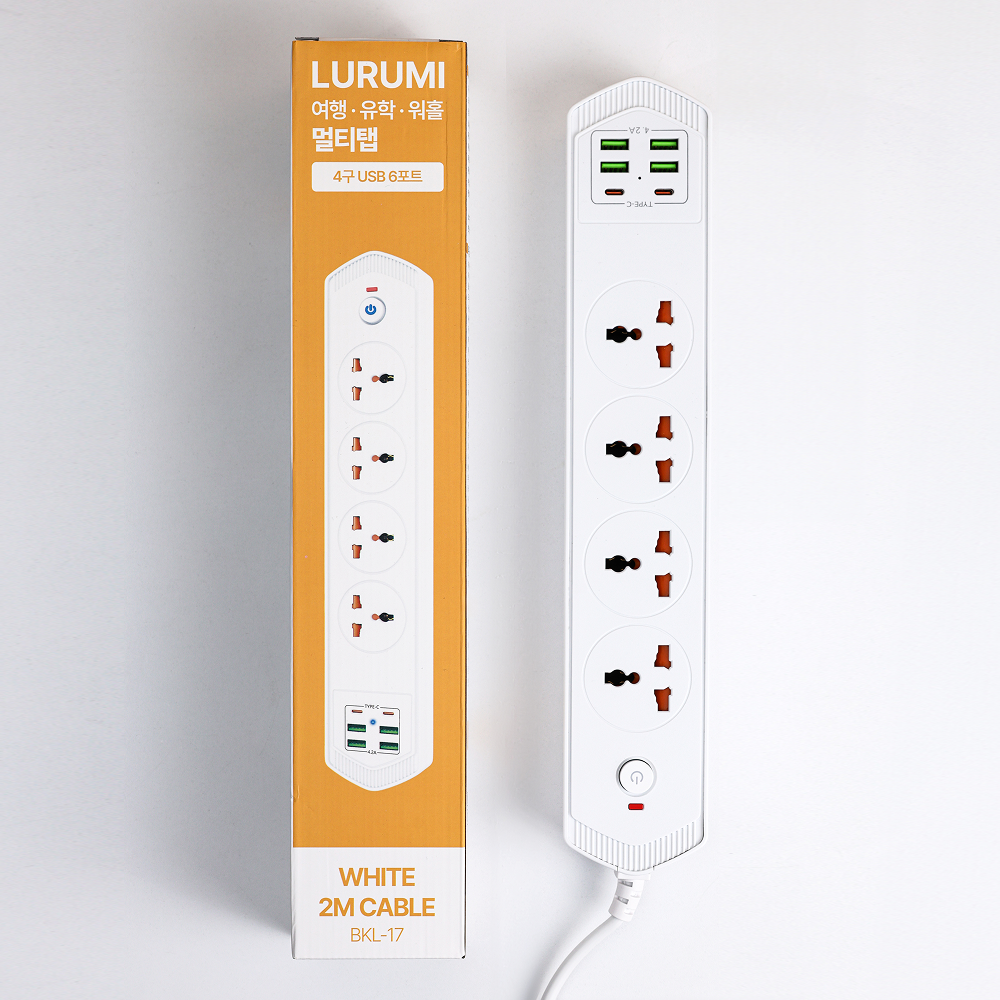 루루미 여행용 멀티탭 어댑터 일본 미국 캐나다 샤오미 워홀 유학 4구, 1.8m, 1개 이미지 2
