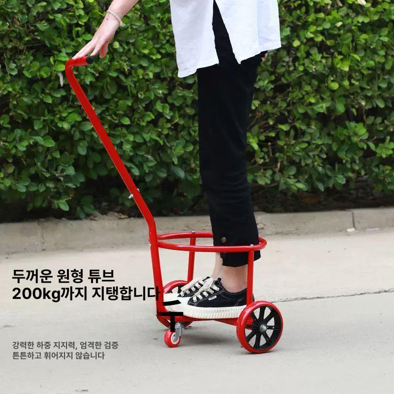 구루마 손수레 원형 농업용 드럼통 수레 핸드카 운반 물통 들통 운반카 운반구 14cm 바퀴 브라이트레드 - 상세 이미지 3
