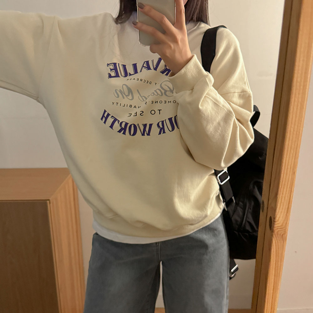 겨울맨투맨 긴팔티셔츠 레터링 양기모 맨투맨 - 상품 이미지