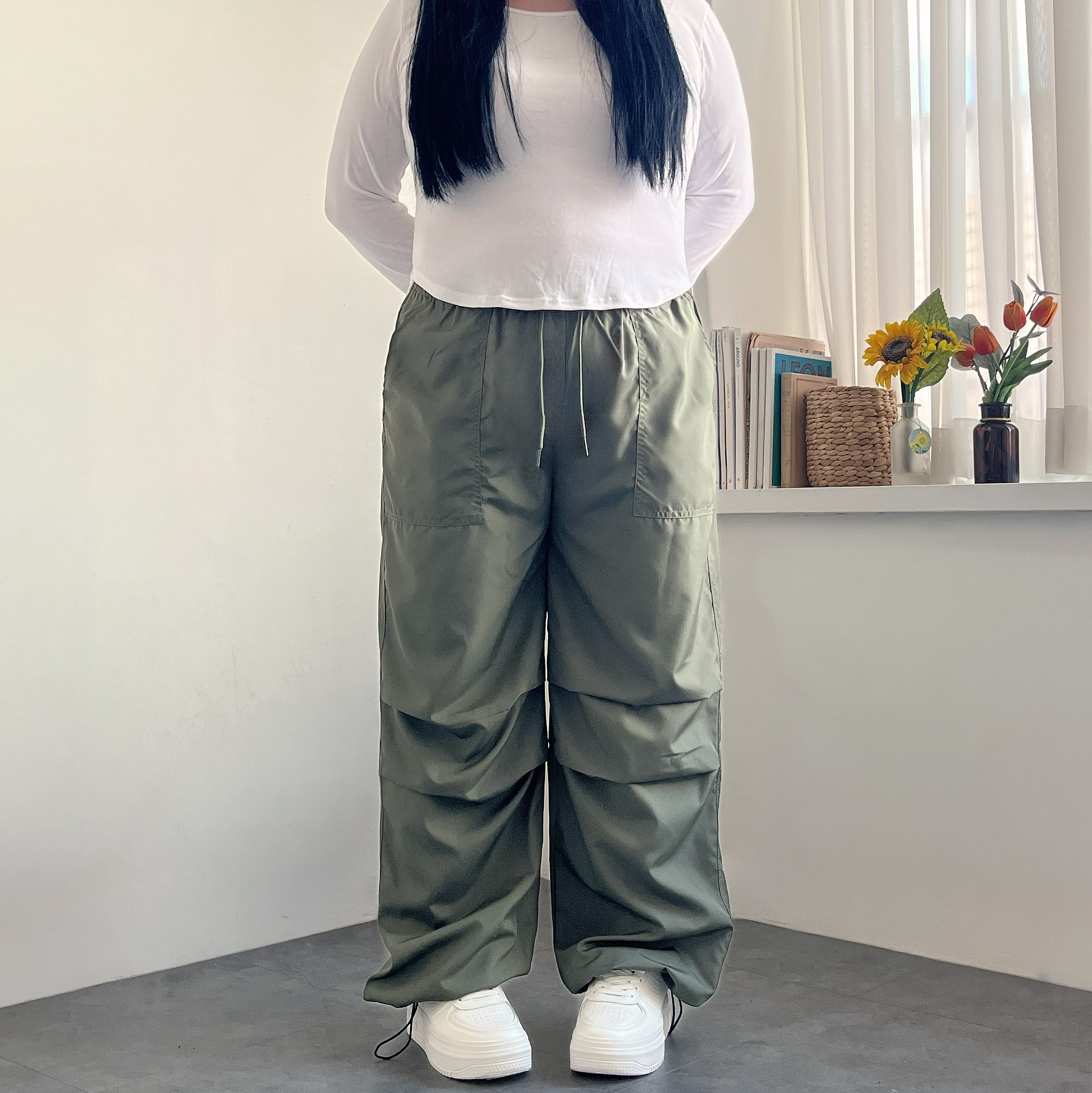 1+1 바스락바지 핀턱 와이드조거팬츠 - 상세 이미지 3