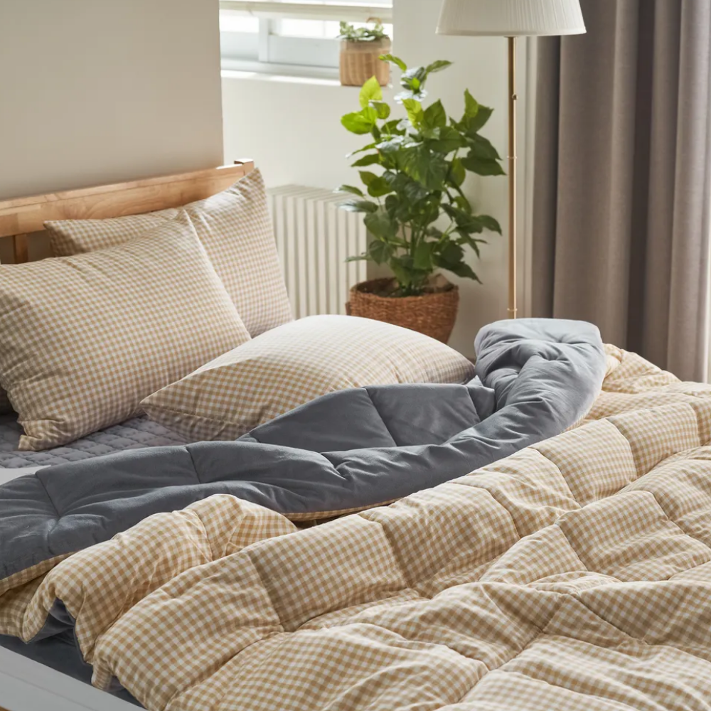 극세사 밍크 알러지케어 호텔 따뜻한 두꺼운 체크 겨울 이브자리 극세사 차렵 이불 SS