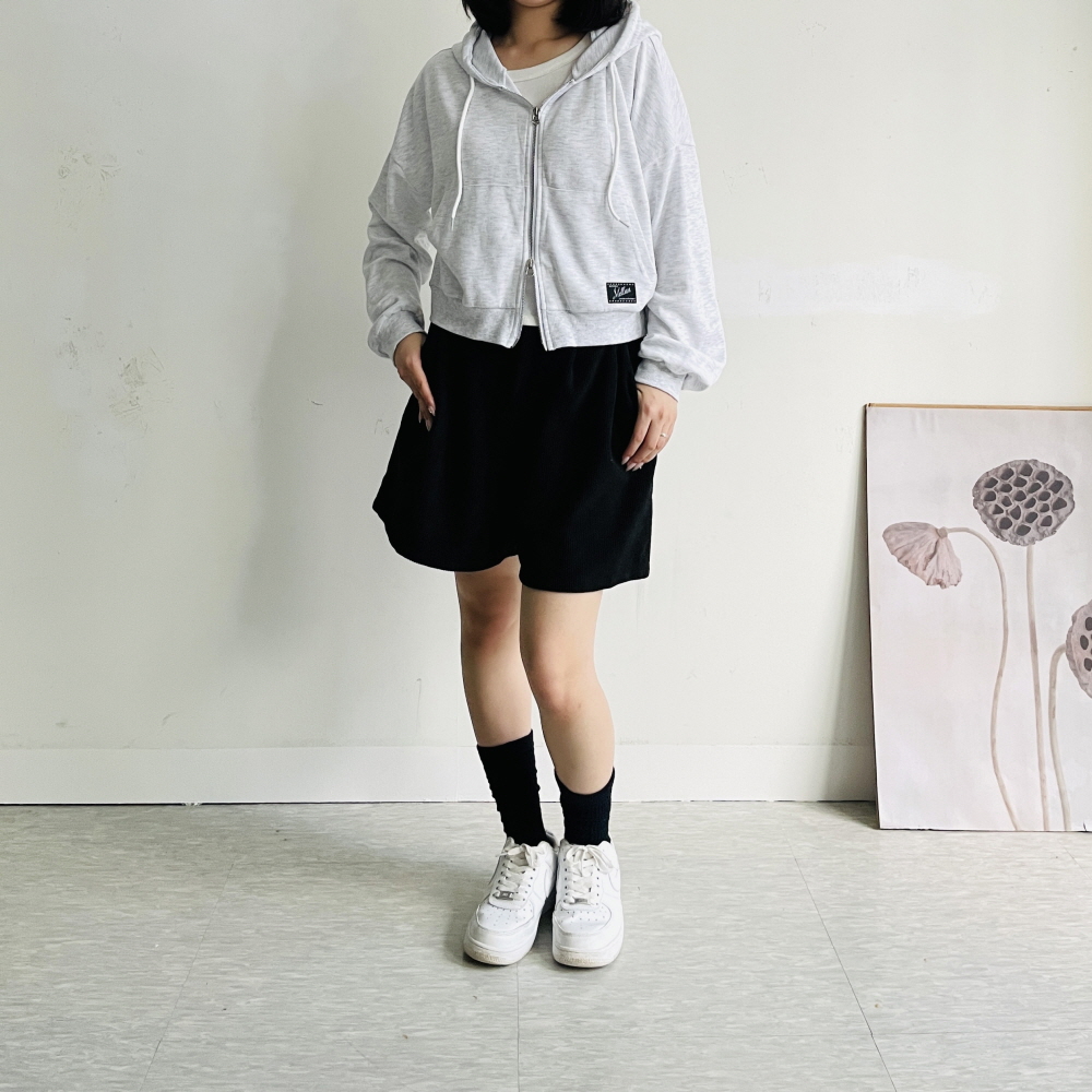 코듀로이반바지 가을 겨울 골덴 반바지 4부 핀턱 뒷밴딩 팬츠 - 상세 이미지 4