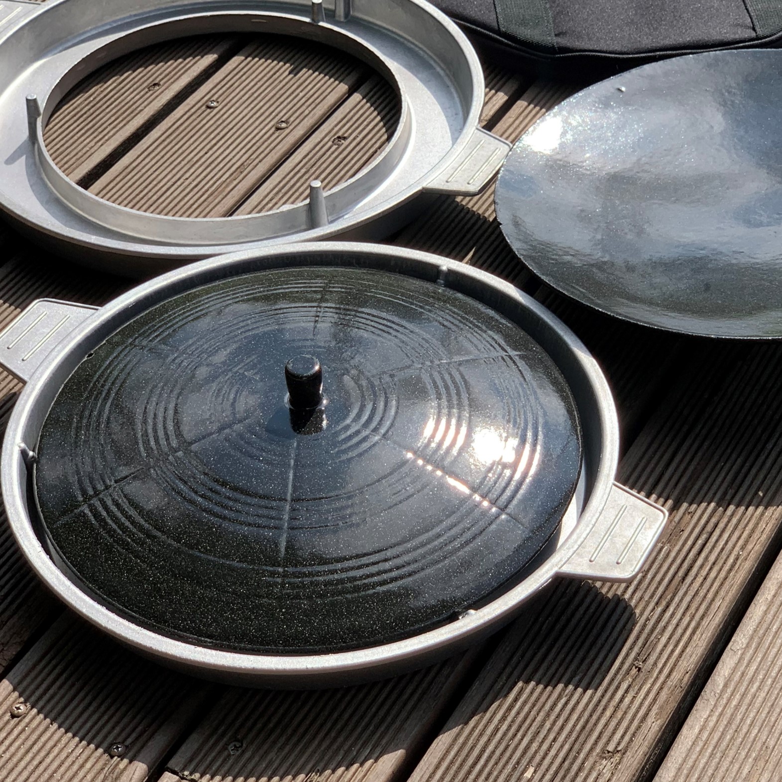 베어독스 솥뚜껑 불판 무쇠+기름받침대 고기 삼겹살 판 냉삼 그리들팬 32cm