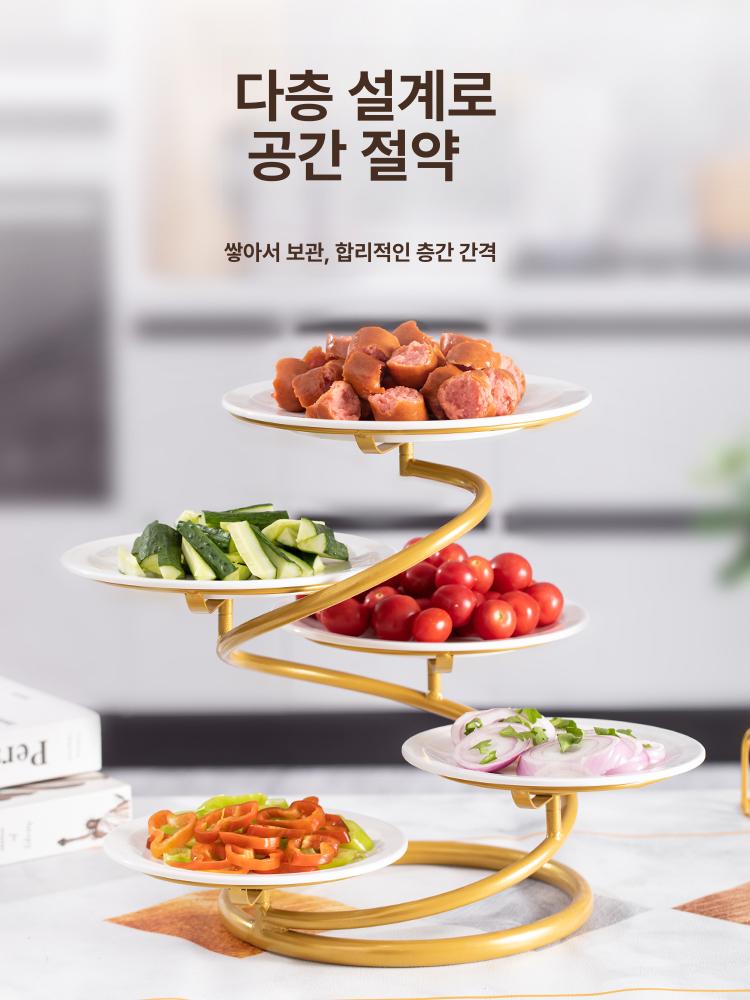 업그레이드 다층 호텔 음식 진열대 회전다층 다용도 활용 다층설계 공간 절약 블랙 5단 - 상세 이미지 4