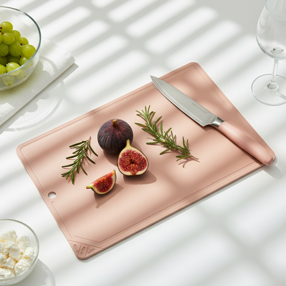 홈앤미 국내생산 TPU 오브제 드비앙 주방 이유식 캠핑 겸용 도마 중형(M / 327x230mm), 리치핑크 - 상세 이미지 2
