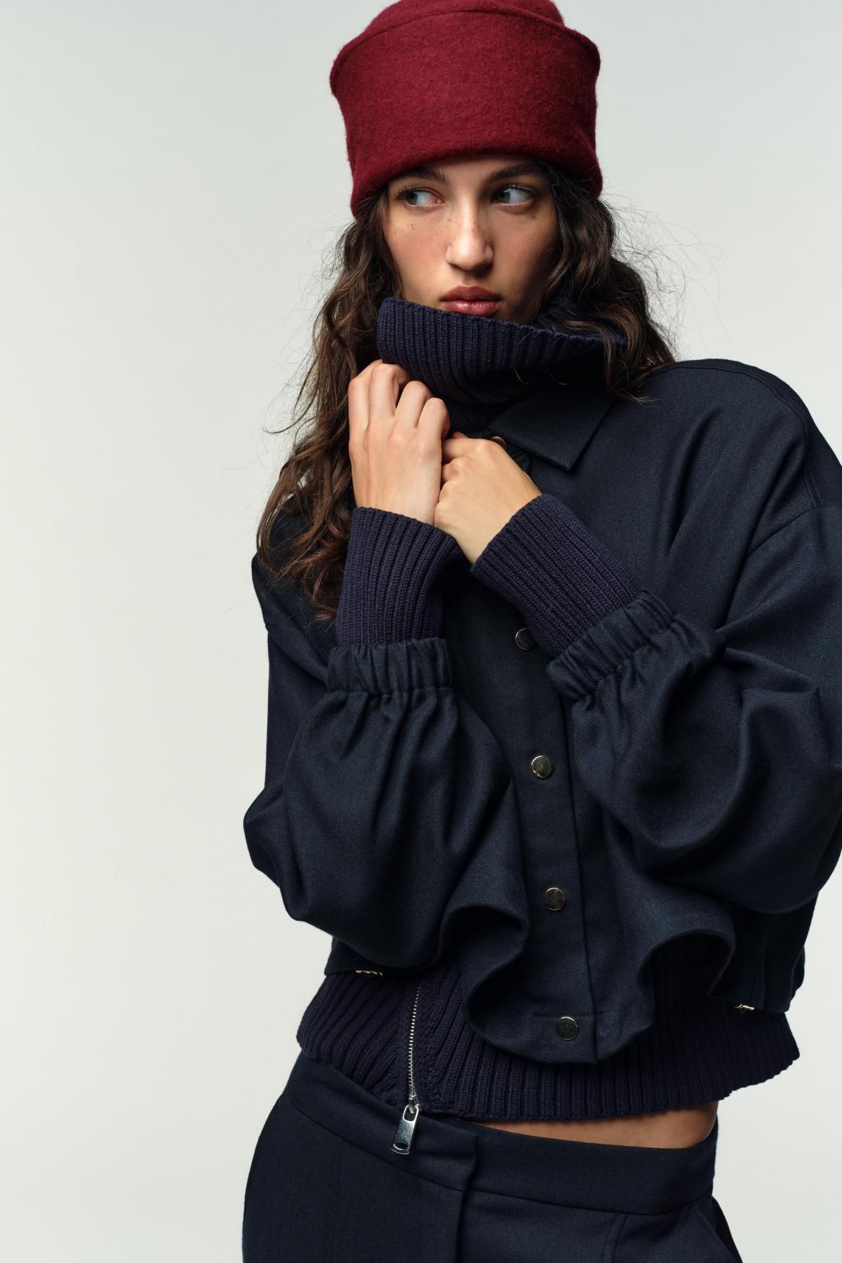 자라 테크니컬 숏 벌룬 봄버 재킷 4387/286 NAVY BLUE - 상세 이미지 5