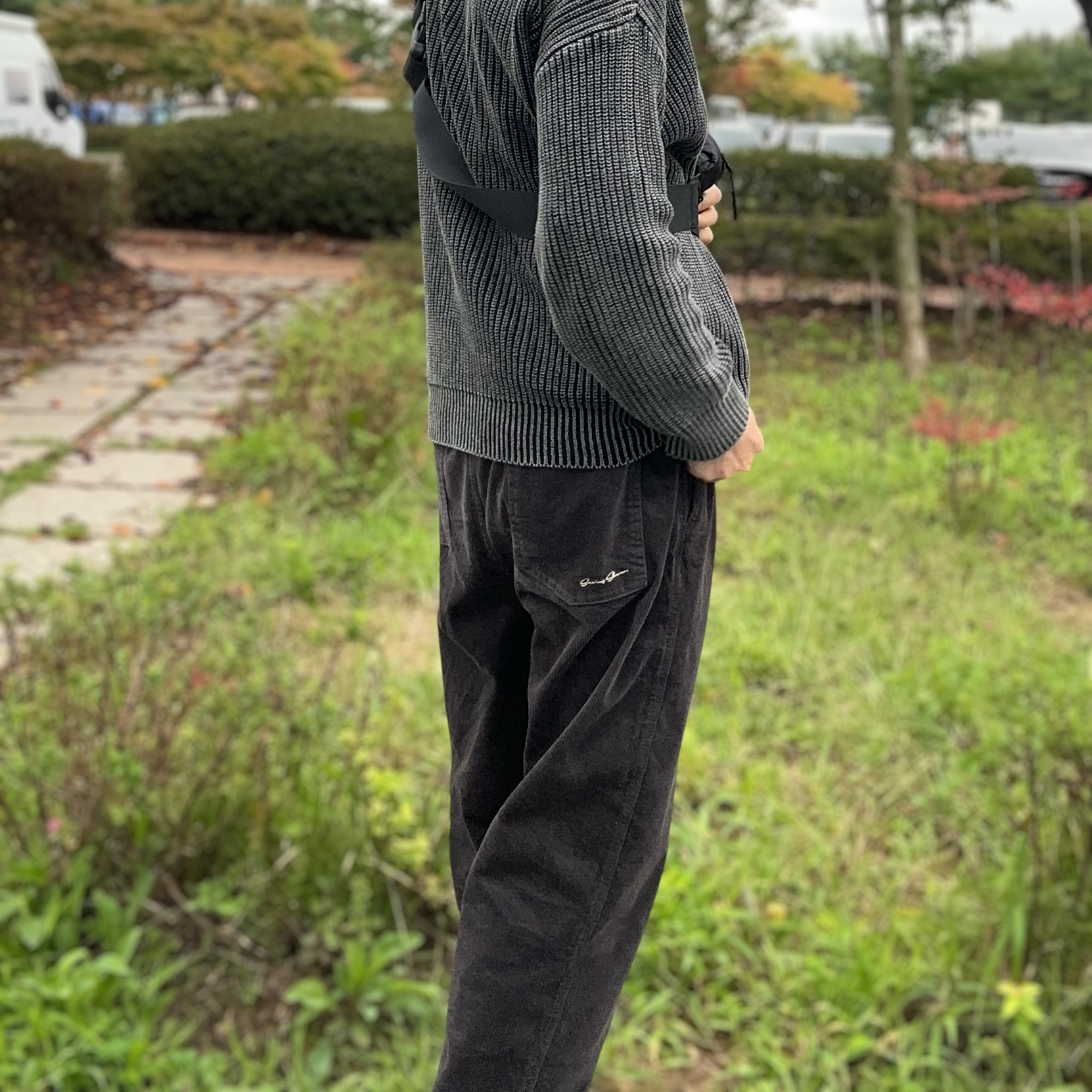 남자 테이퍼드 코듀로이 팬츠 워크웨어 골덴 바지 와이드 팬츠 허벅돼 - 상세 이미지 2