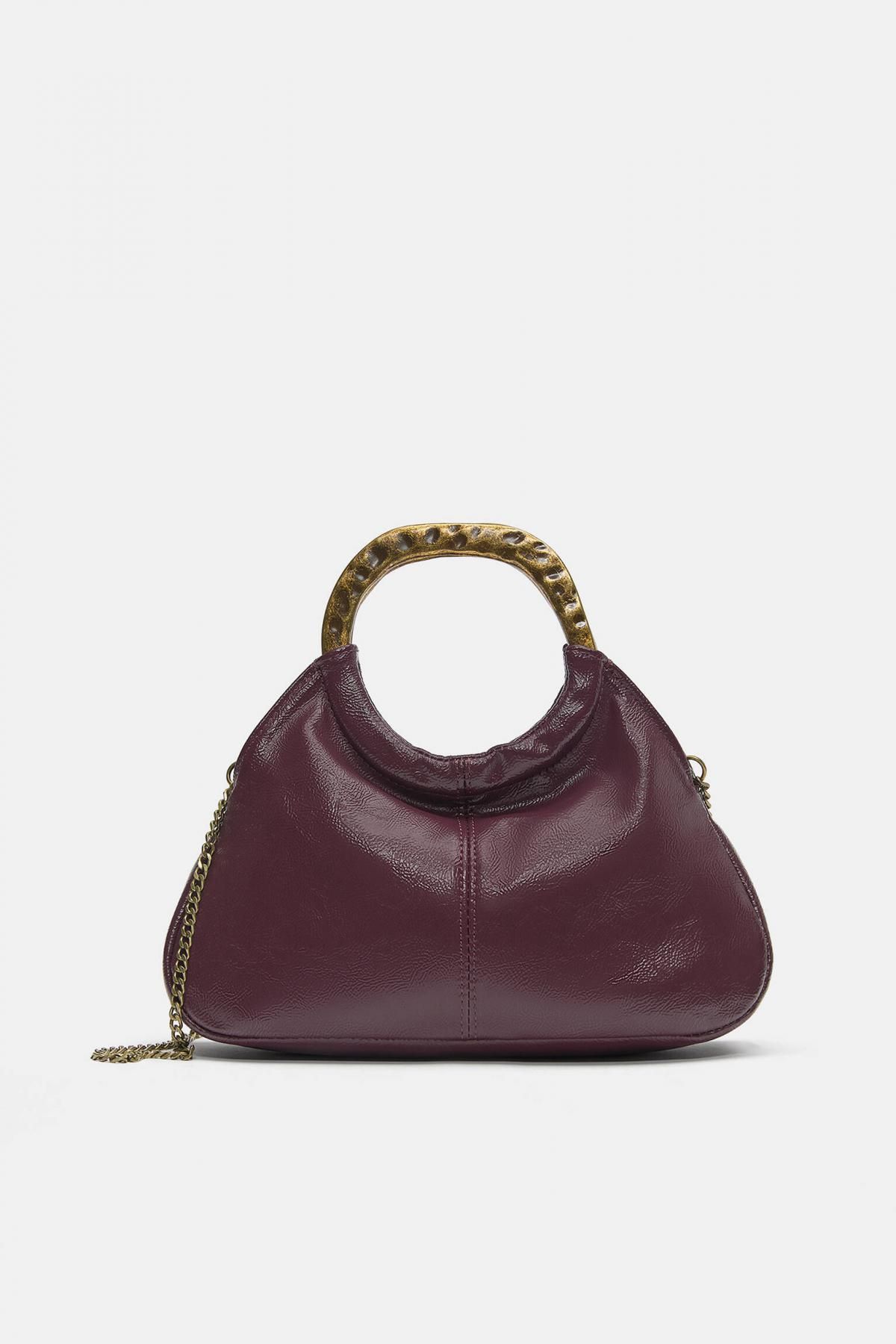 풀앤베어 메탈 핸들 체인 버건디 토트백 4002/740 BURGUNDY - 메인 이미지