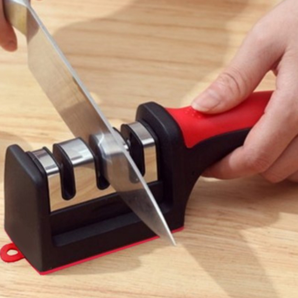 3단 칼갈이 숯돌 샤프너 레드 - 상품 이미지