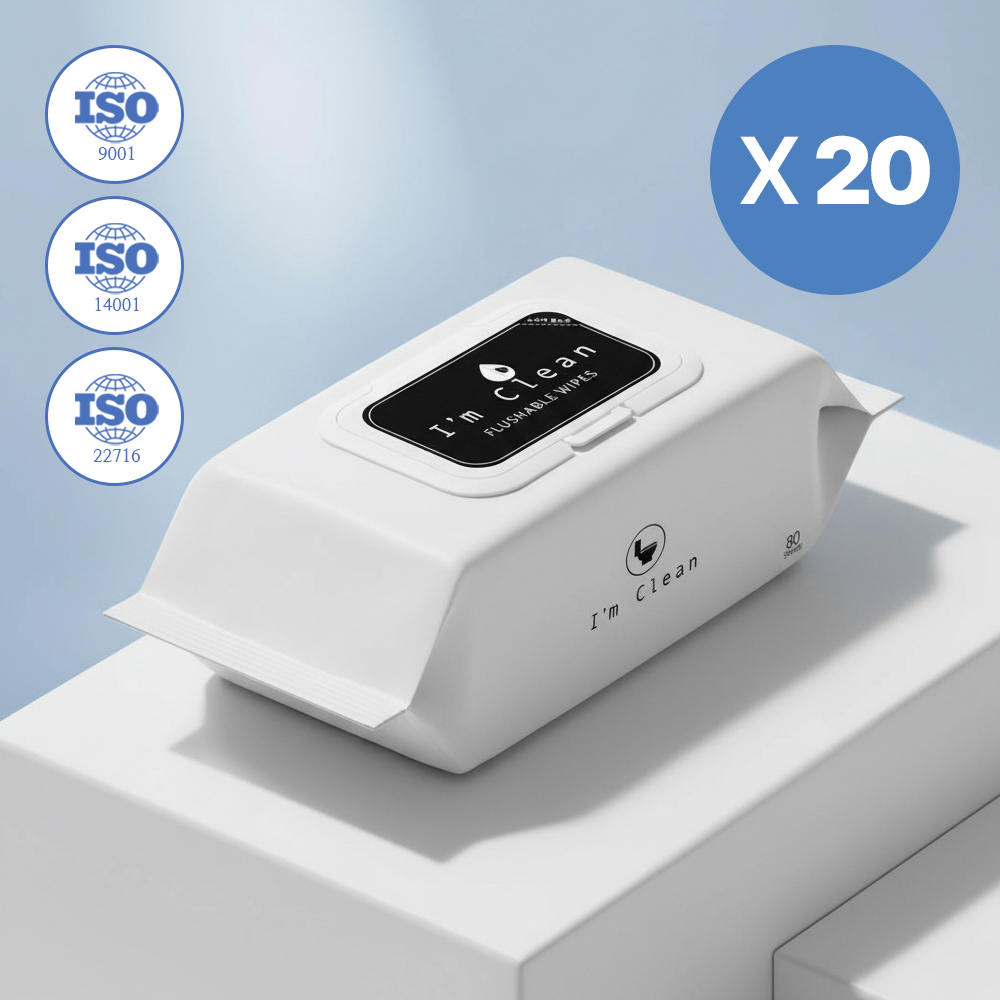 아임클린 비데 물티슈 비데티슈 변기용 80매, 20개